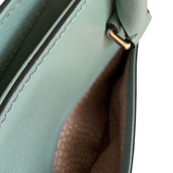 Kate Spade Medium Satchel Crossbody Bag Muted Teal Leather Preowned - Picture 8 of 11